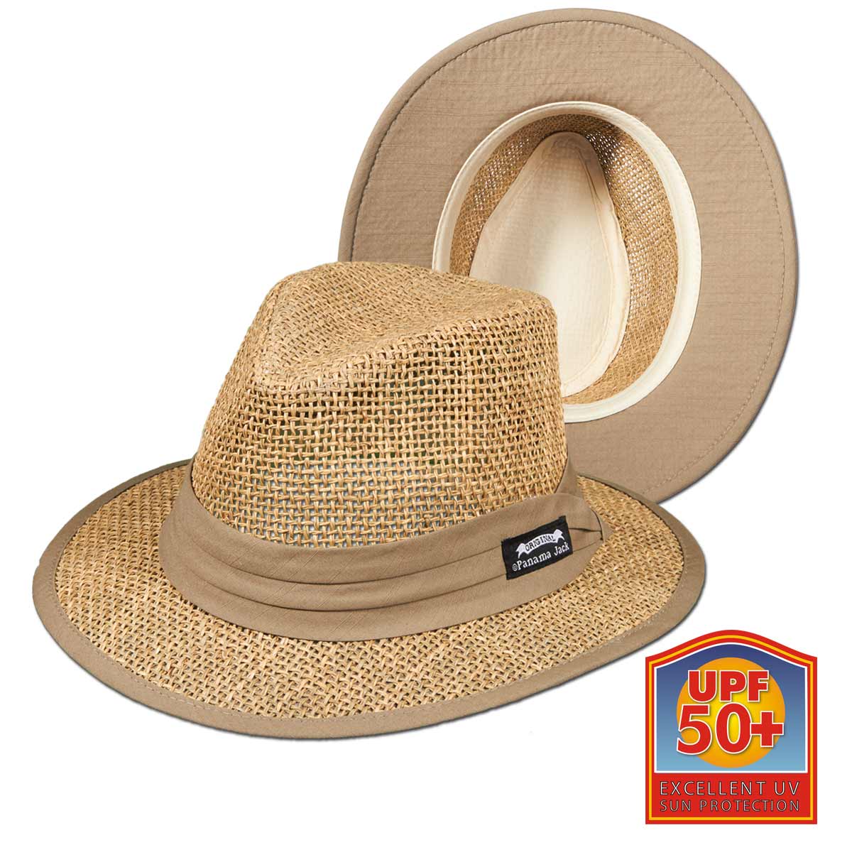Original Panama Jack "BLACKFIN" Matte Seagrass Safari Hat, Style# PJ106