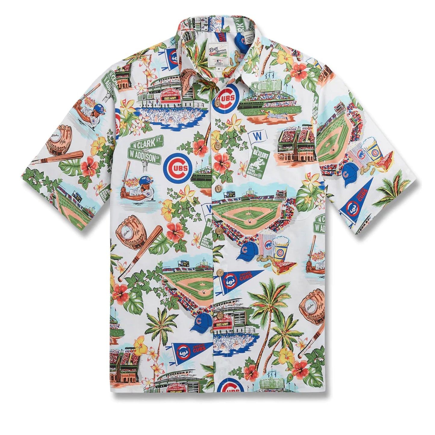Reyn Spooner Men's Chicago Cubs MLB Classic Fit Scenic Hawaiian Shirt #5528