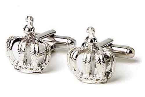 mardi gras silver crown cuff link