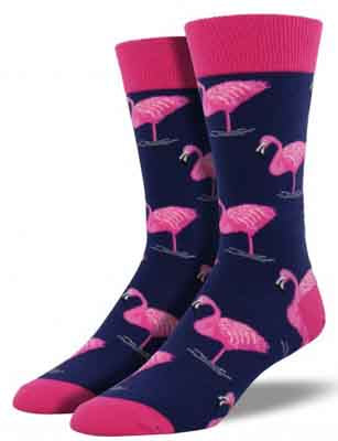 Mardi Gras New Orleans Mens  Flamingo Novelty Socks