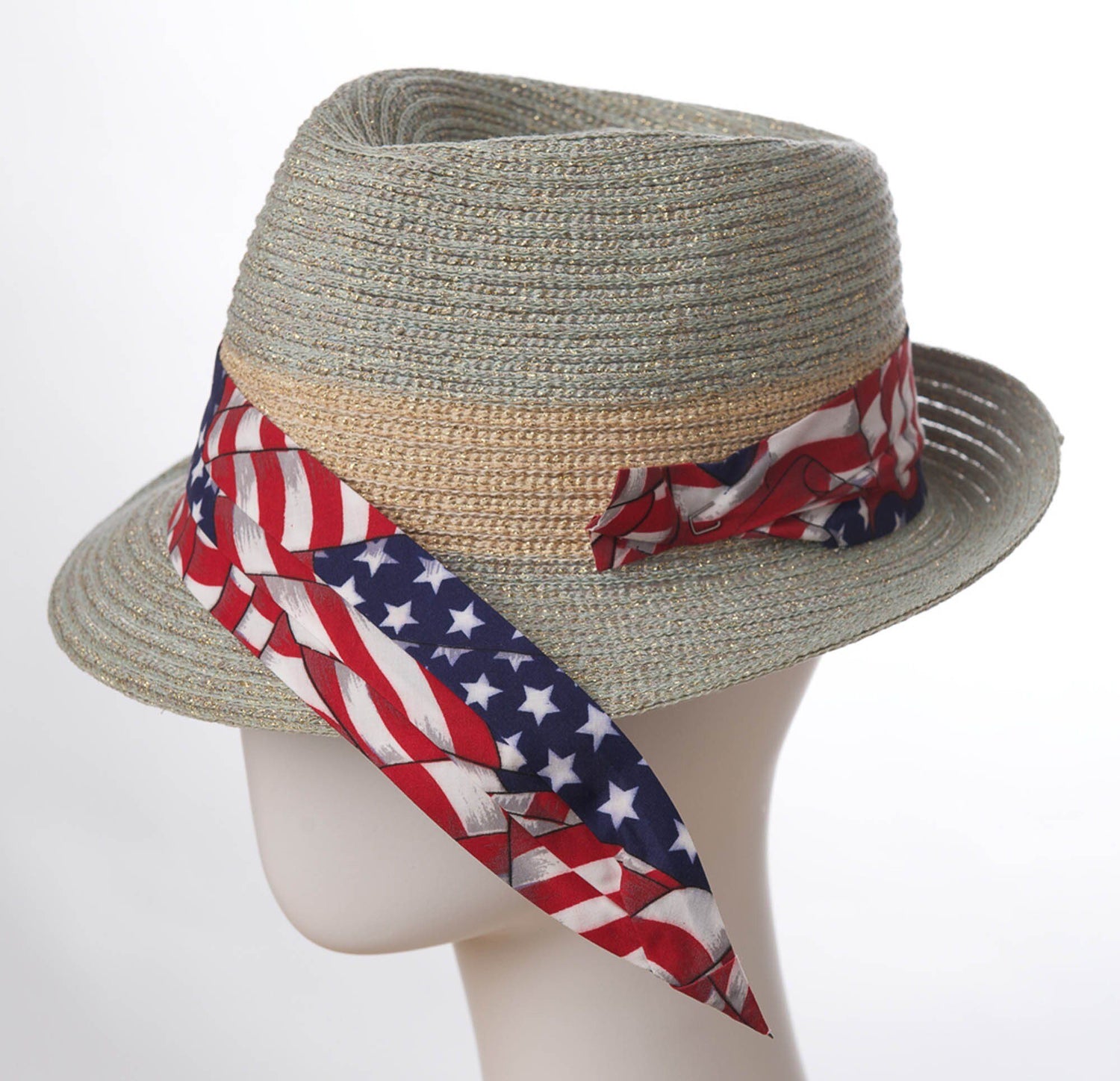 C Hat Bands - American Flag 3-Pleat Poly/Cotton Hat Band with 2-End Ho ...