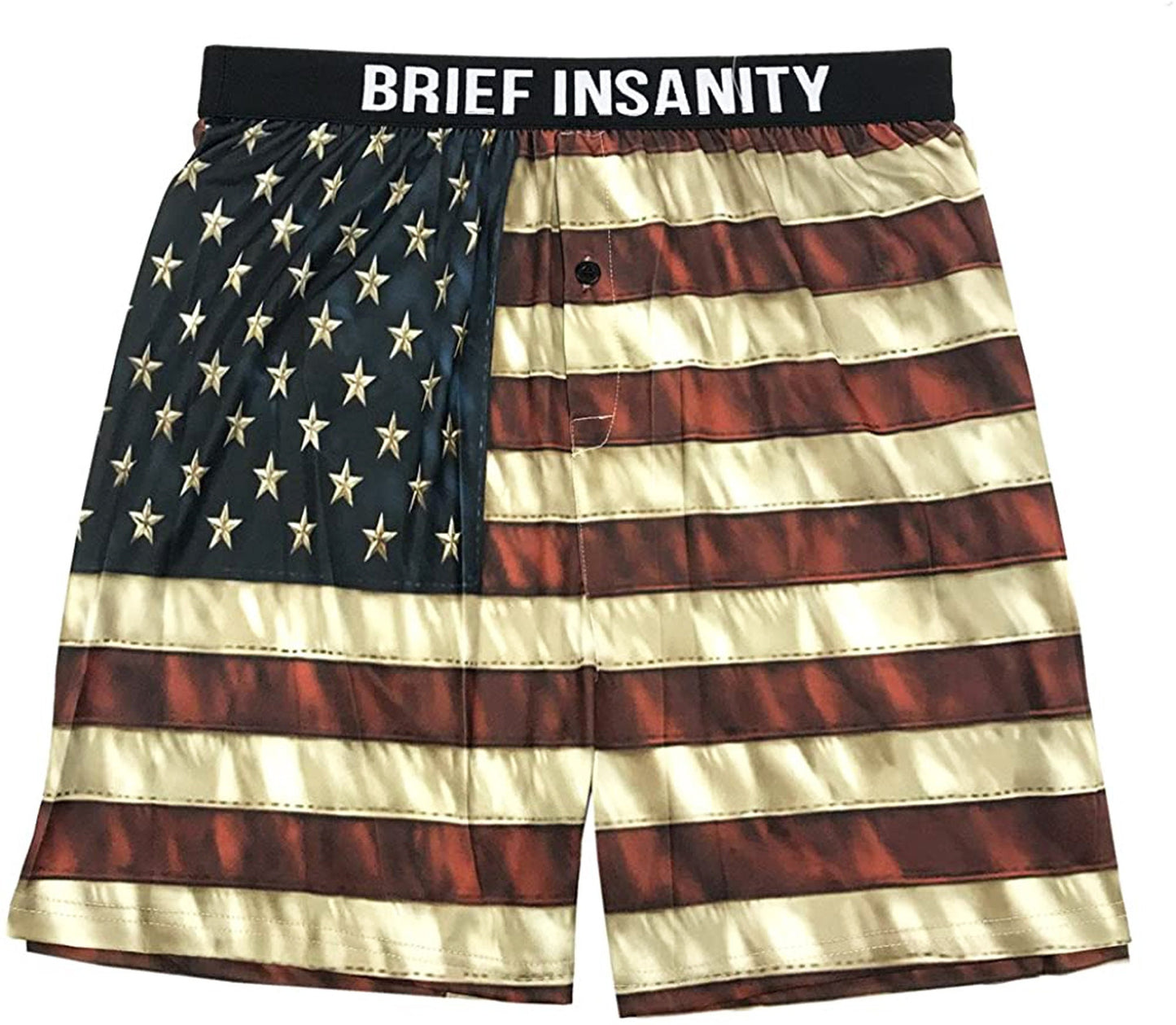 Brief Insanity Unisex American Flag silky boxers