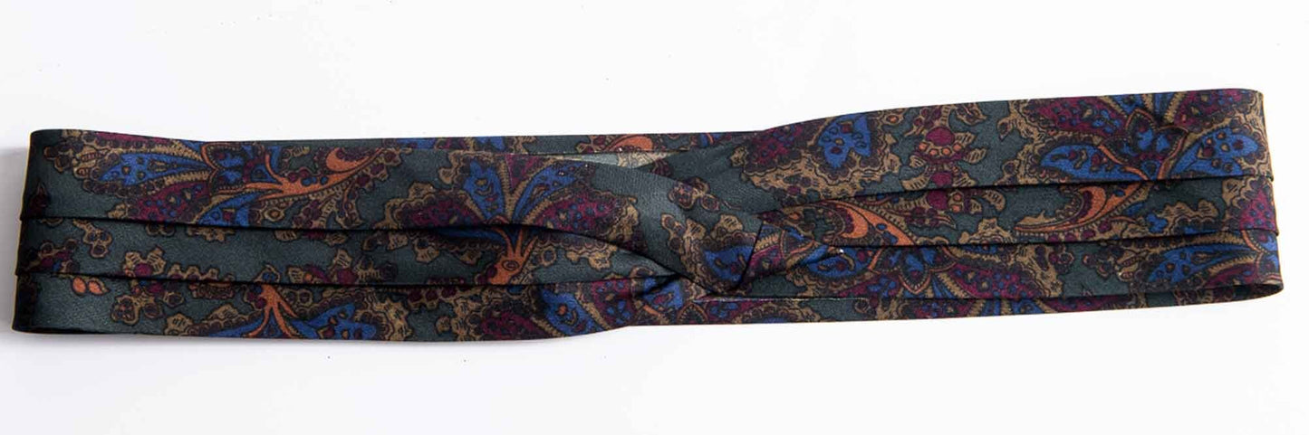 polyester silky paisley print hat bands with two hooks