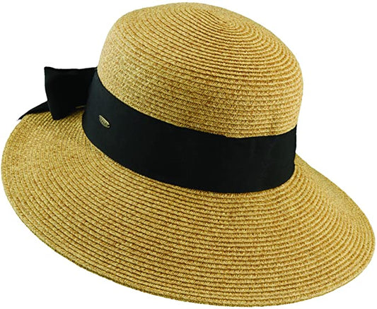 Scala Womens "Riviera" Paper Braid Round Crown Sunhat with 3-3/4" Dimentional" Brim, Style# LP149