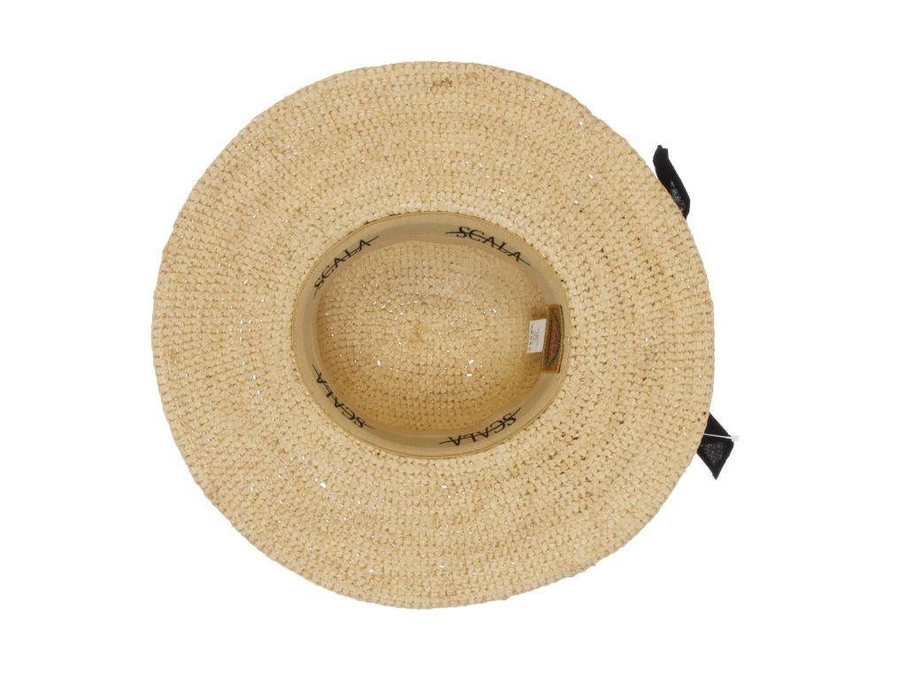 Scala Womens "AMELIA" Hand Crocheted Raffia Sunhat with 4" Brim, Style# LR109