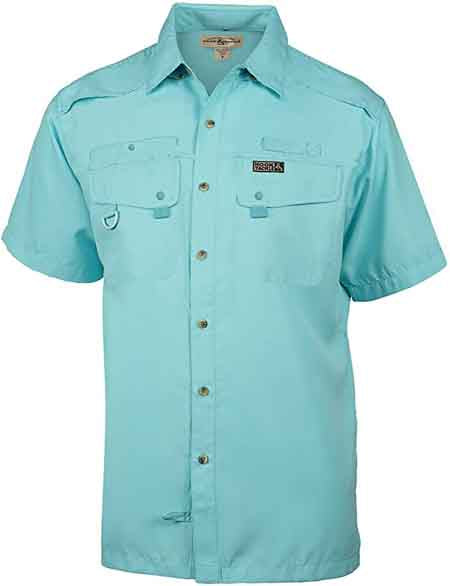 L.L. Bean Solid BLUE Vented Fishing Hiking Shirt Hook & Loop Pockets Men's L