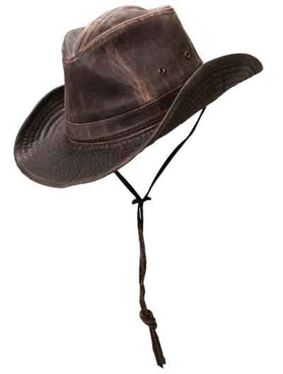 weathered cotton outback hat with chin cord