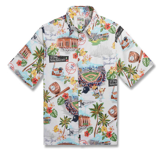 Reyn Spooner Men's New York Yankee MLB Classic Fit Scenic Hawaiian Shirt, Style#5525