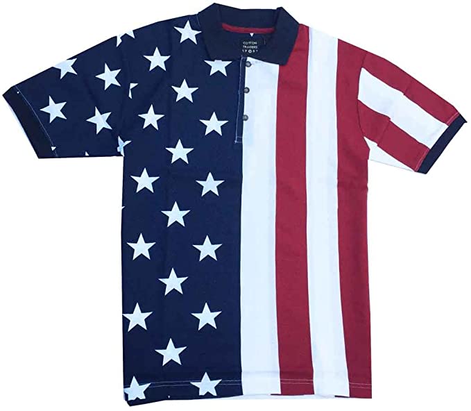 Men's Patriotic American Flag Pique Knit Shirt