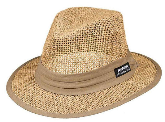 Original Panama Jack "BLACKFIN" Matte Seagrass Safari Hat, Style# PJ106