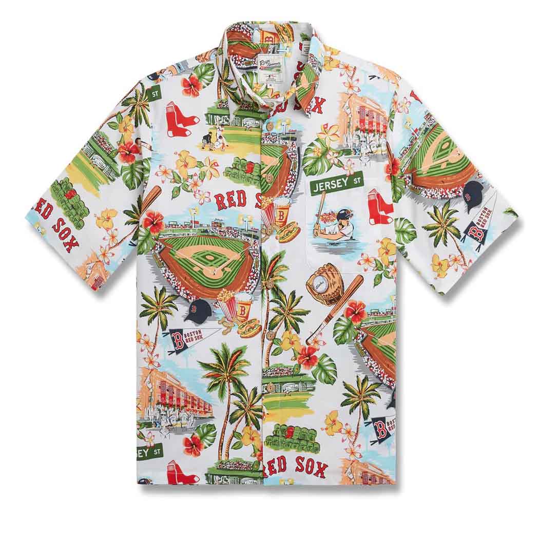Reyn Spooner Men's Boston Red Sox MLB Classic Fit Scenic Hawaiian Shirt