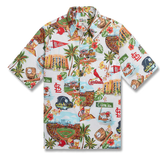 Reyn Spooner Men's St Louis Cardinal's MLB  Classic Fit Scenic Hawaiian Shirt, Style# 5537