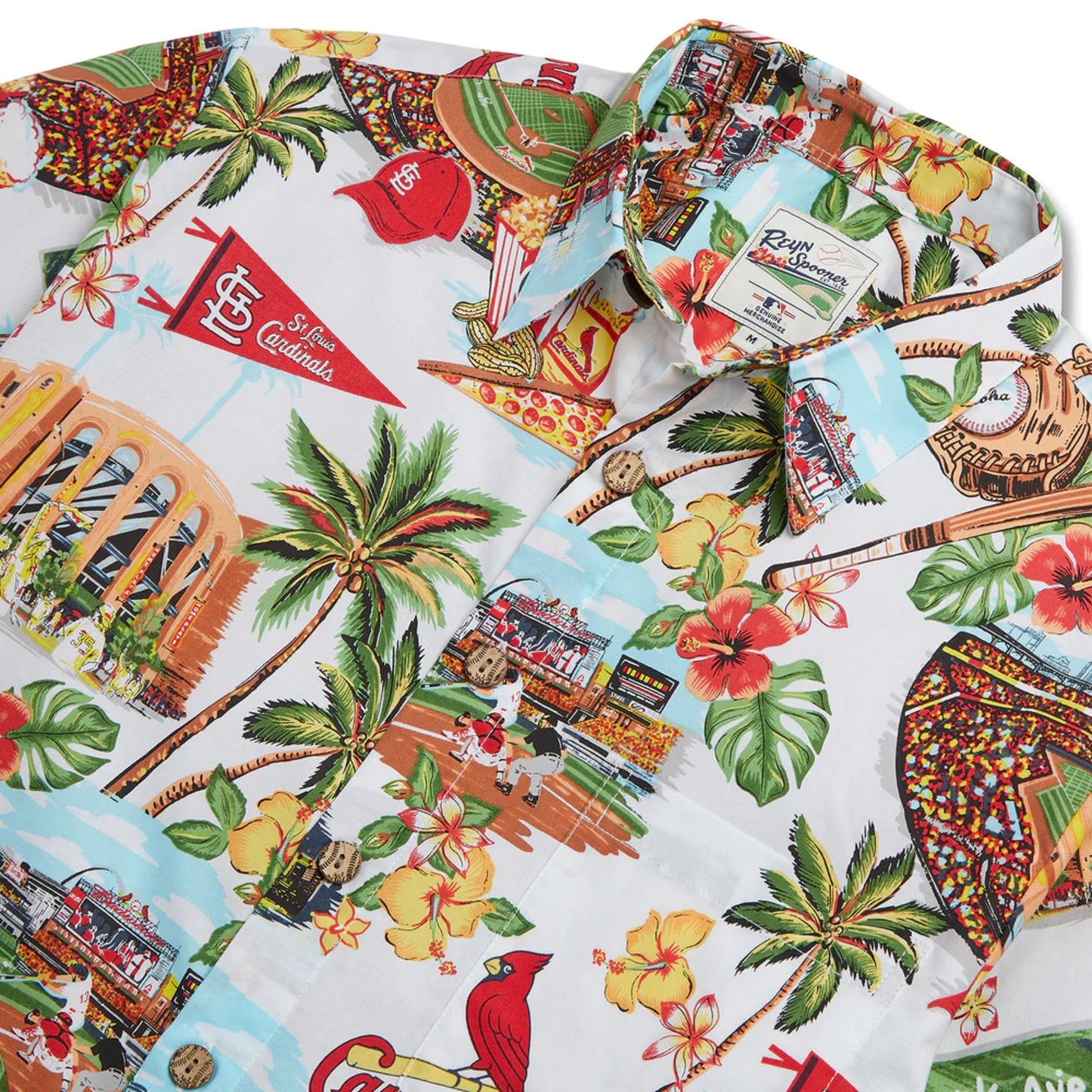 Reyn Spooner Men's St Louis Cardinal's Classic Fit Scenic Hawaiian Shirt, Style# 5537