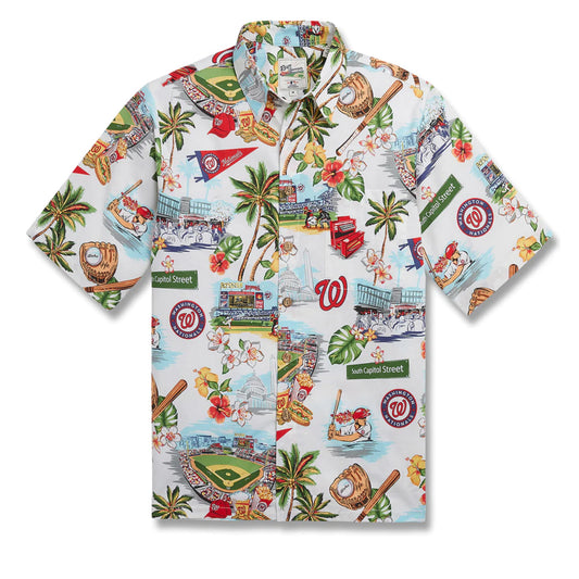 Reyn Spooner Men's Washington Nationals MLB Classic Fit Scenic Hawaiian Shirt, Style# 5540