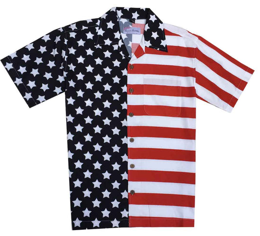 Cotton Trader Men's Woven American Flag shirt